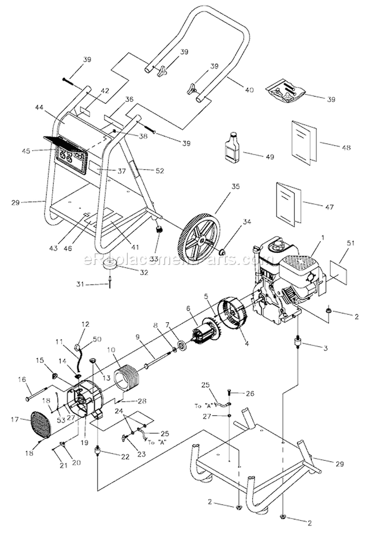 Page B Diagram and Parts List for 1649-0  Briggs and Stratton Generator